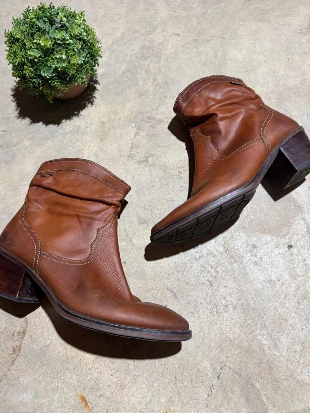 Pikolinos Cuence Western Crumpled Ankle Boots Women Size EU 40 US 10 Leather